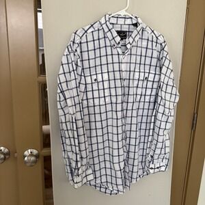Roper Men's XL White Blue Western Long Sleeve‎ Button Down Shirt Top
